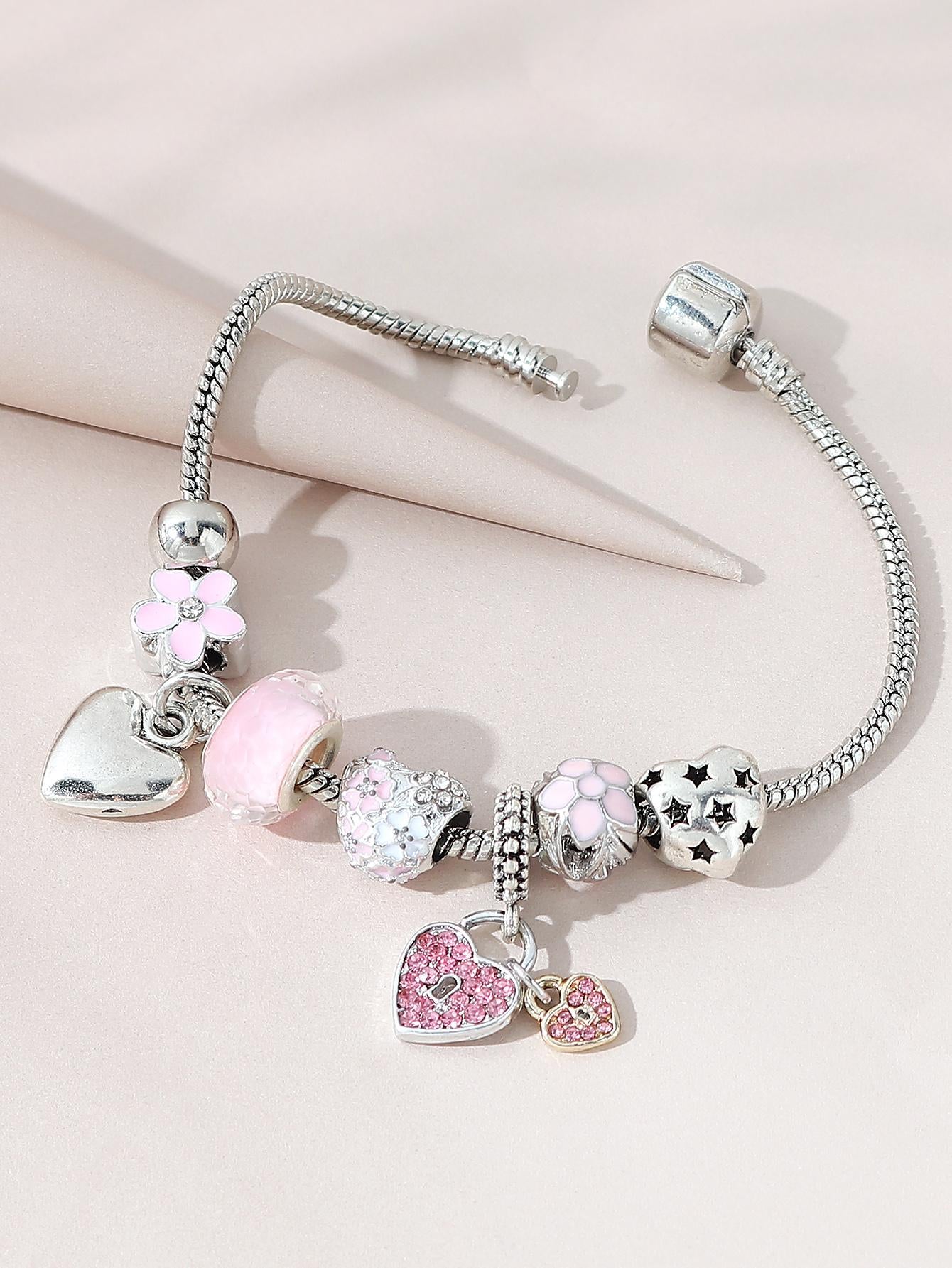 Y2K Heartthrob Rhinestone Charm Bracelet