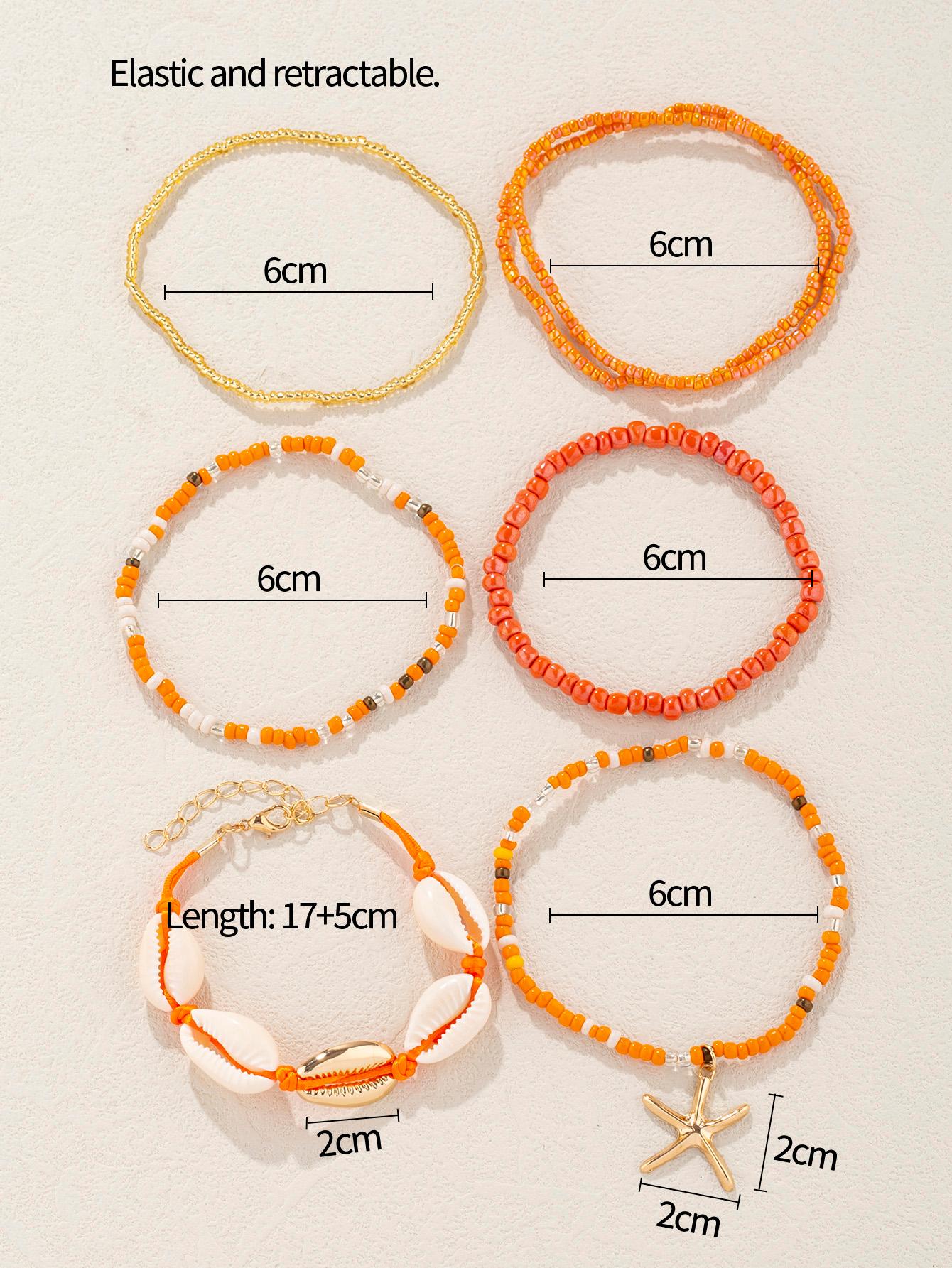 4pcs set Shell Decor Beaded Bracelet