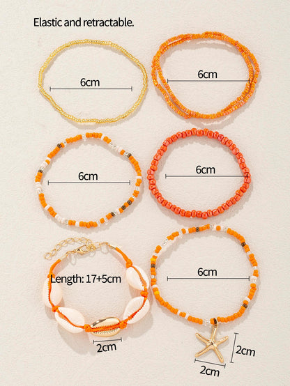 4pcs set Shell Decor Beaded Bracelet