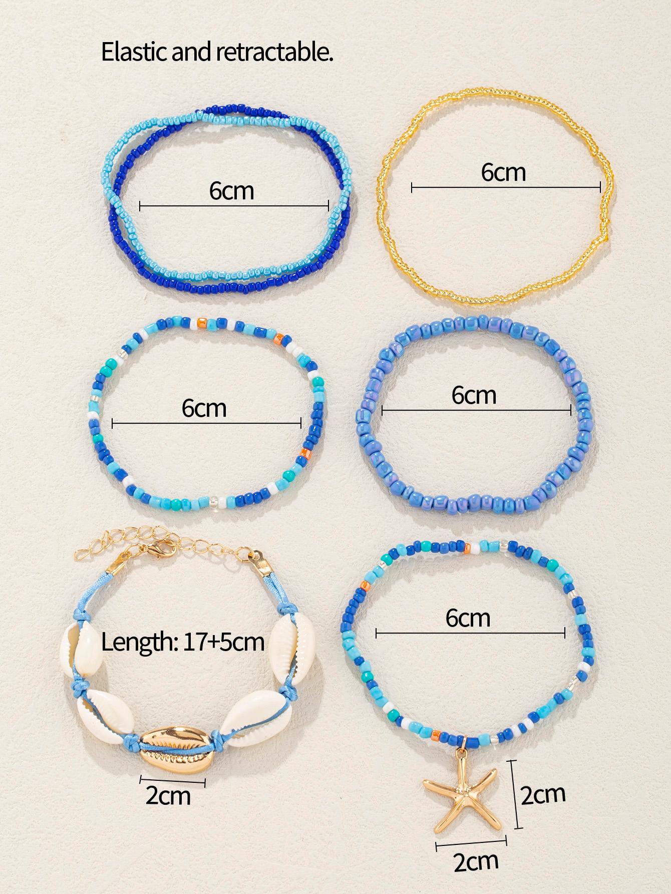 4pcs set Shell Decor Beaded Bracelet