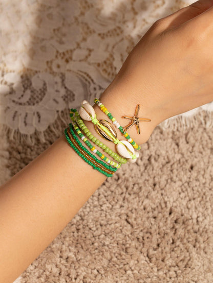 4pcs set Shell Decor Beaded Bracelet