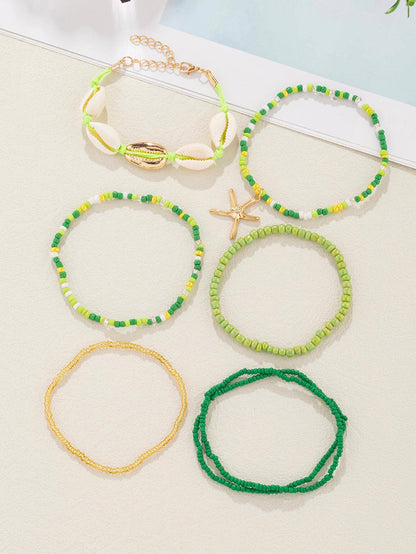 4pcs set Shell Decor Beaded Bracelet