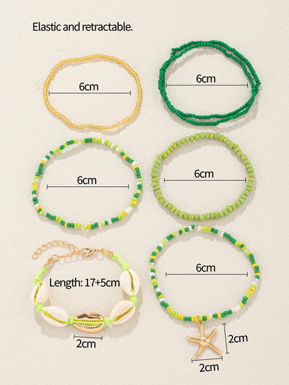 4pcs set Shell Decor Beaded Bracelet