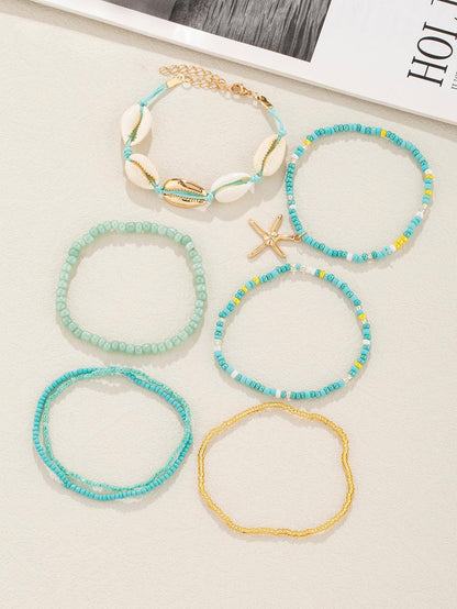 4pcs set Shell Decor Beaded Bracelet