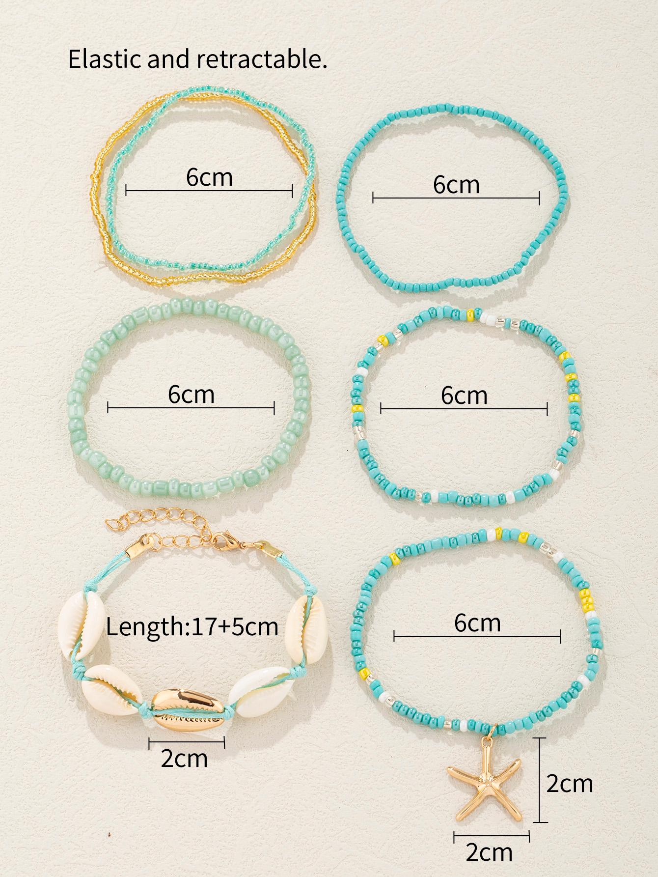 4pcs set Shell Decor Beaded Bracelet