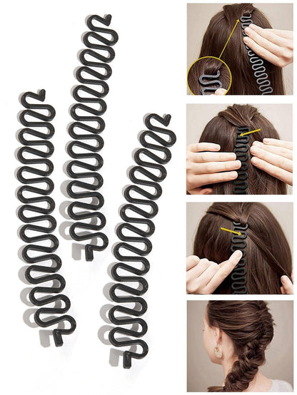 3pcs Women Solid Hair Braided Tool