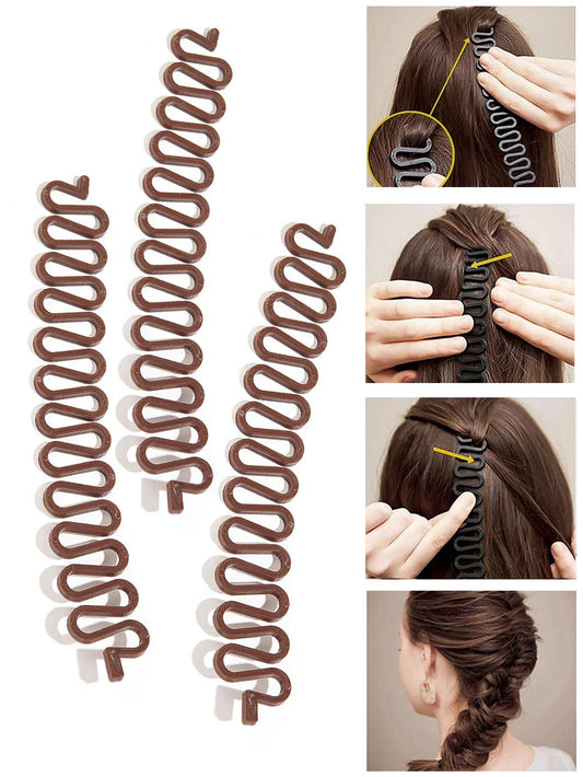 3pcs Women Solid Hair Braided Tool