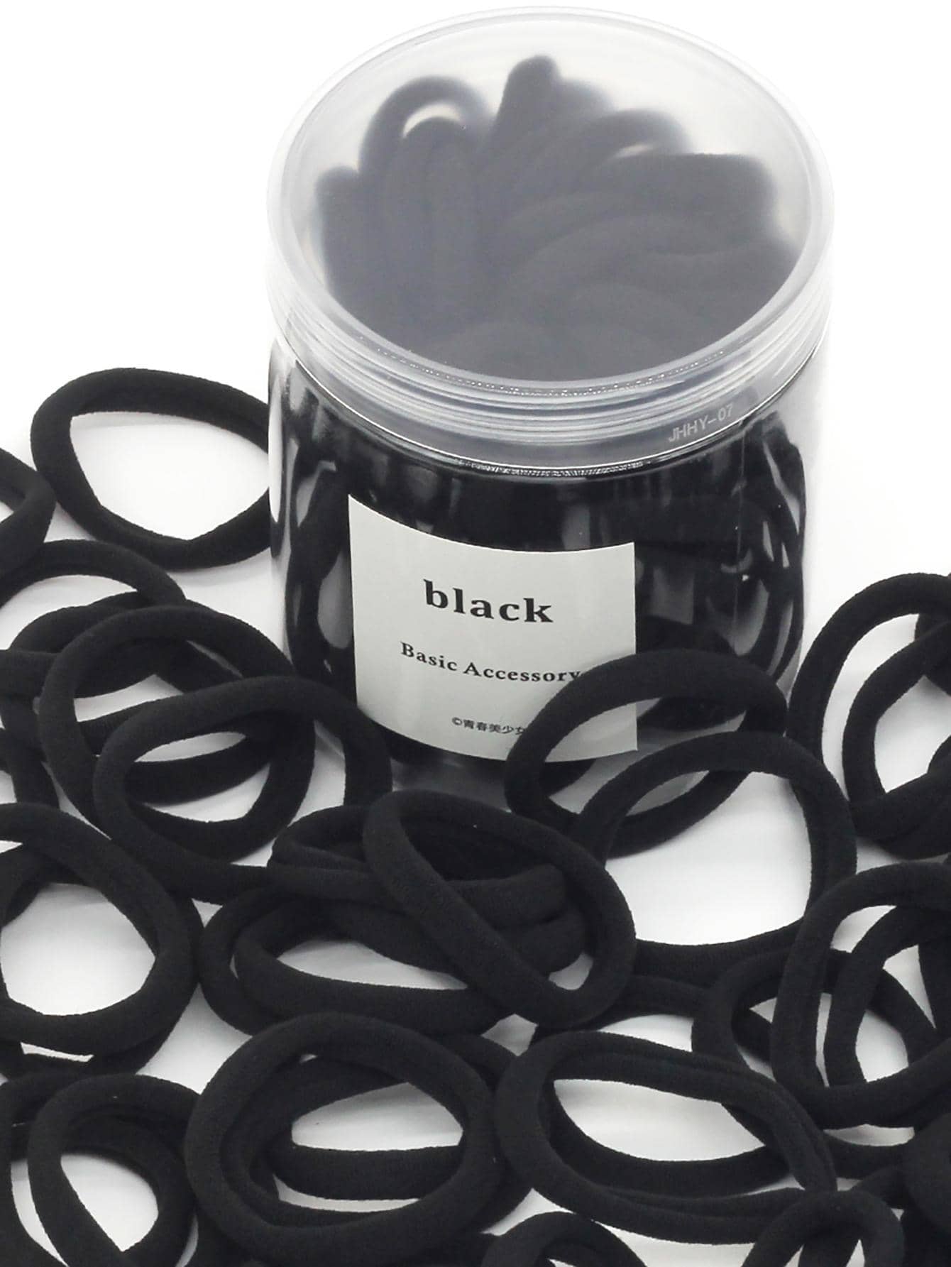 50pcs Women Solid Black Hair Ties