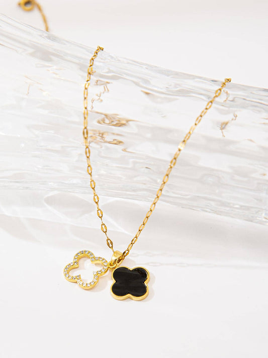 Rhinestone Decor Clover Pendant Necklace