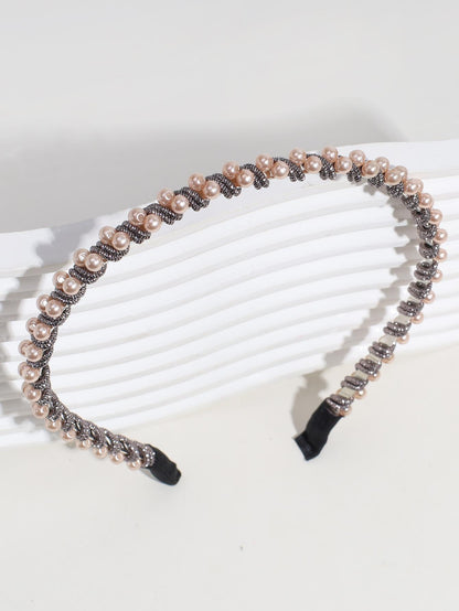 1pc Faux Pearl Decor Headband