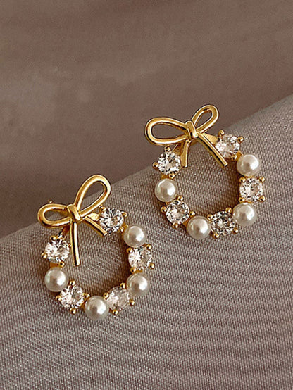 925 Silver Pin Korean Style Delicate Butterfly Knot Earrings