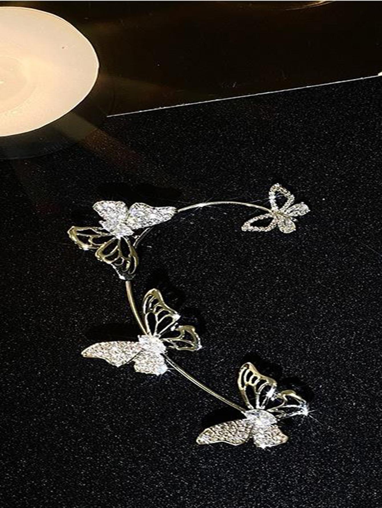 1pc Rhinestone Butterfly Decor Ear Wrap