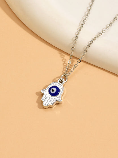 Eye Decor Hamsa Hand Charm Necklace