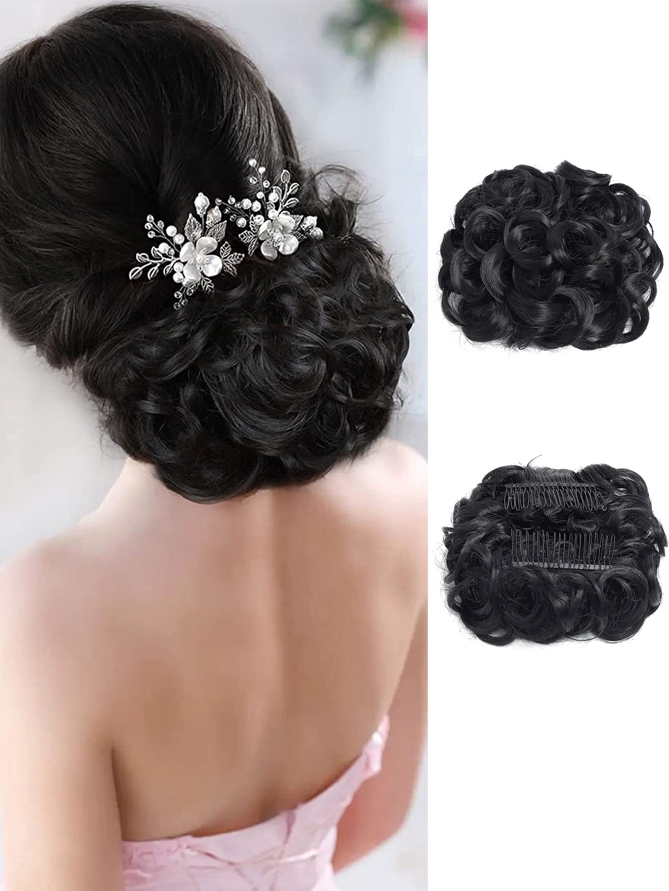 Claw Clip Messy Bun Hair Wavy Curly Hair Bun Clip in Claw Chignon Ponytail Hair