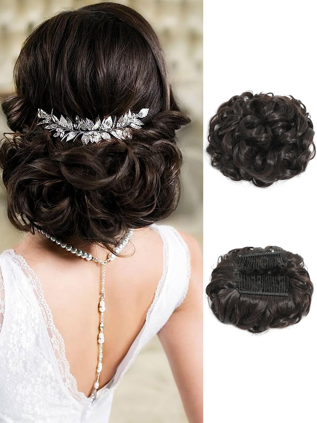 Claw Clip Messy Bun Hair Wavy Curly Hair Bun Clip in Claw Chignon Ponytail Hair