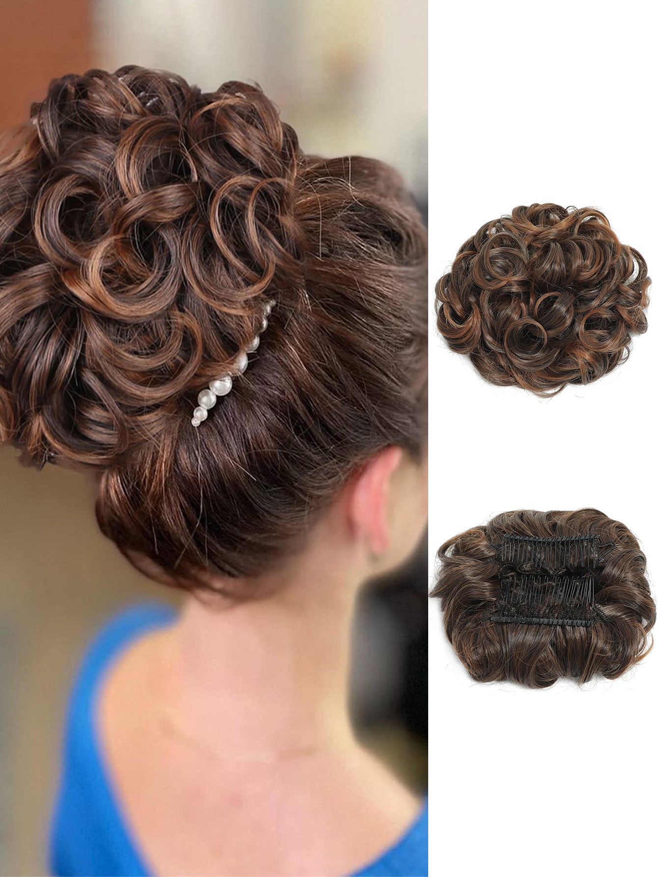 Claw Clip Messy Bun Hair Wavy Curly Hair Bun Clip in Claw Chignon Ponytail Hair