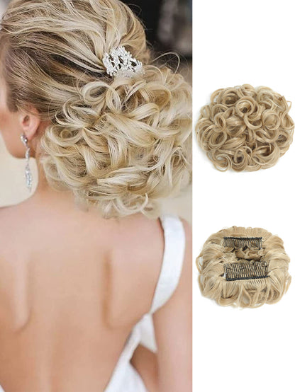 Claw Clip Messy Bun Hair Wavy Curly Hair Bun Clip in Claw Chignon Ponytail Hair