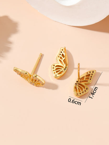 3pcs set Glamorous Cubic Zirconia Butterfly Stud Earring For Women