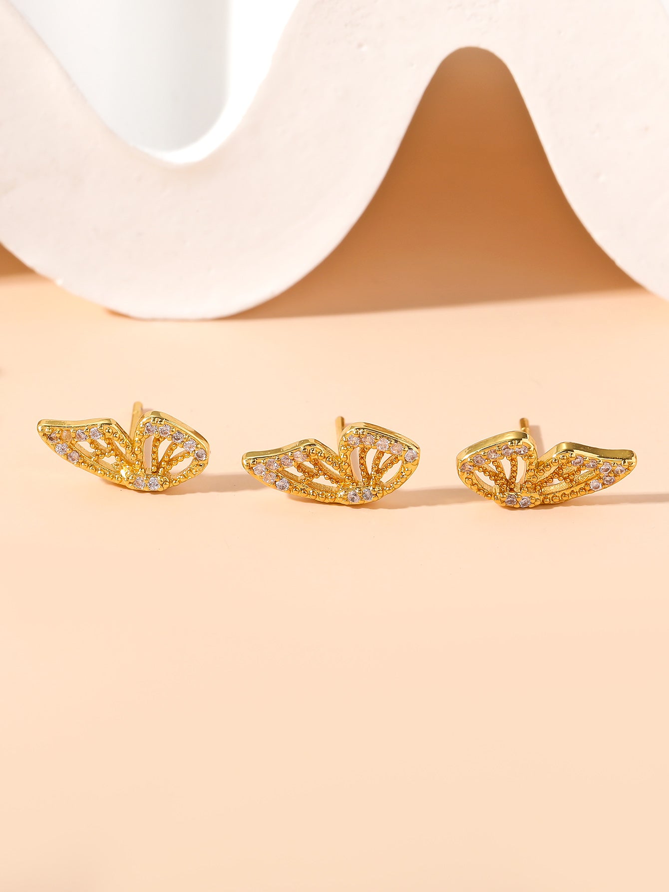 3pcs set Glamorous Cubic Zirconia Butterfly Stud Earring For Women