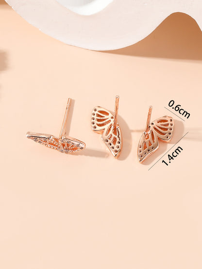 3pcs set Glamorous Cubic Zirconia Butterfly Stud Earring For Women