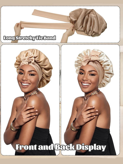 Adjustable Double Layer Silk Satin Hair Bonnet