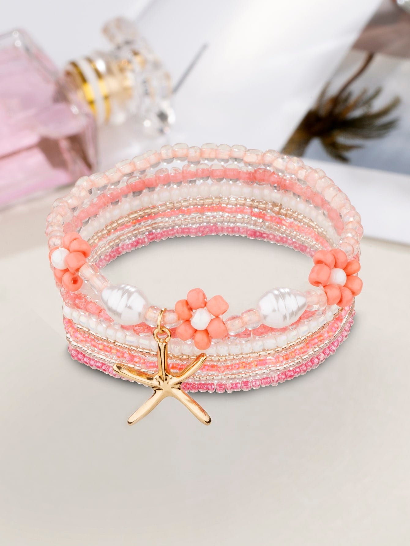 4pcs set Shell Decor Beaded Bracelet