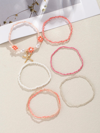 4pcs set Shell Decor Beaded Bracelet