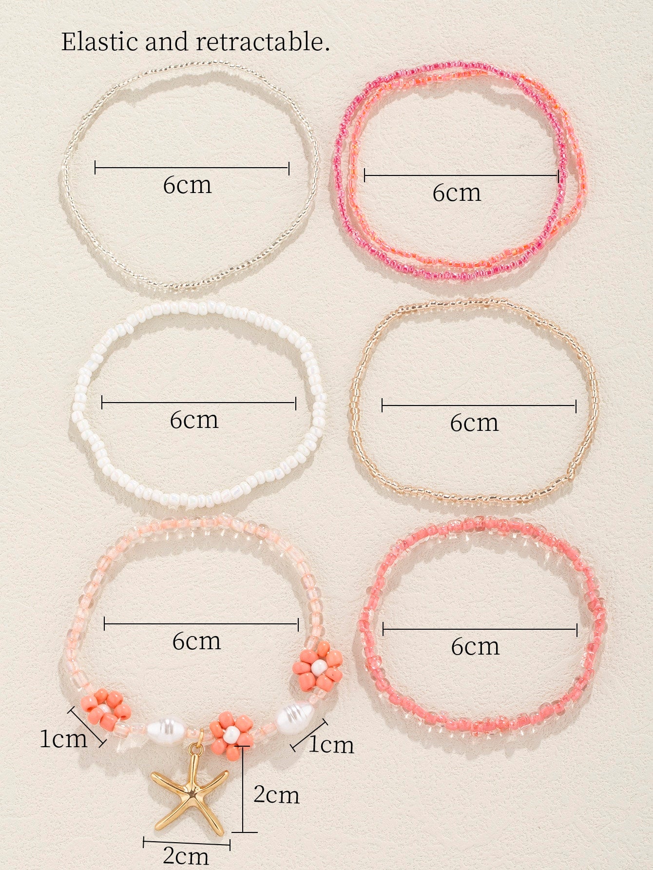 4pcs set Shell Decor Beaded Bracelet