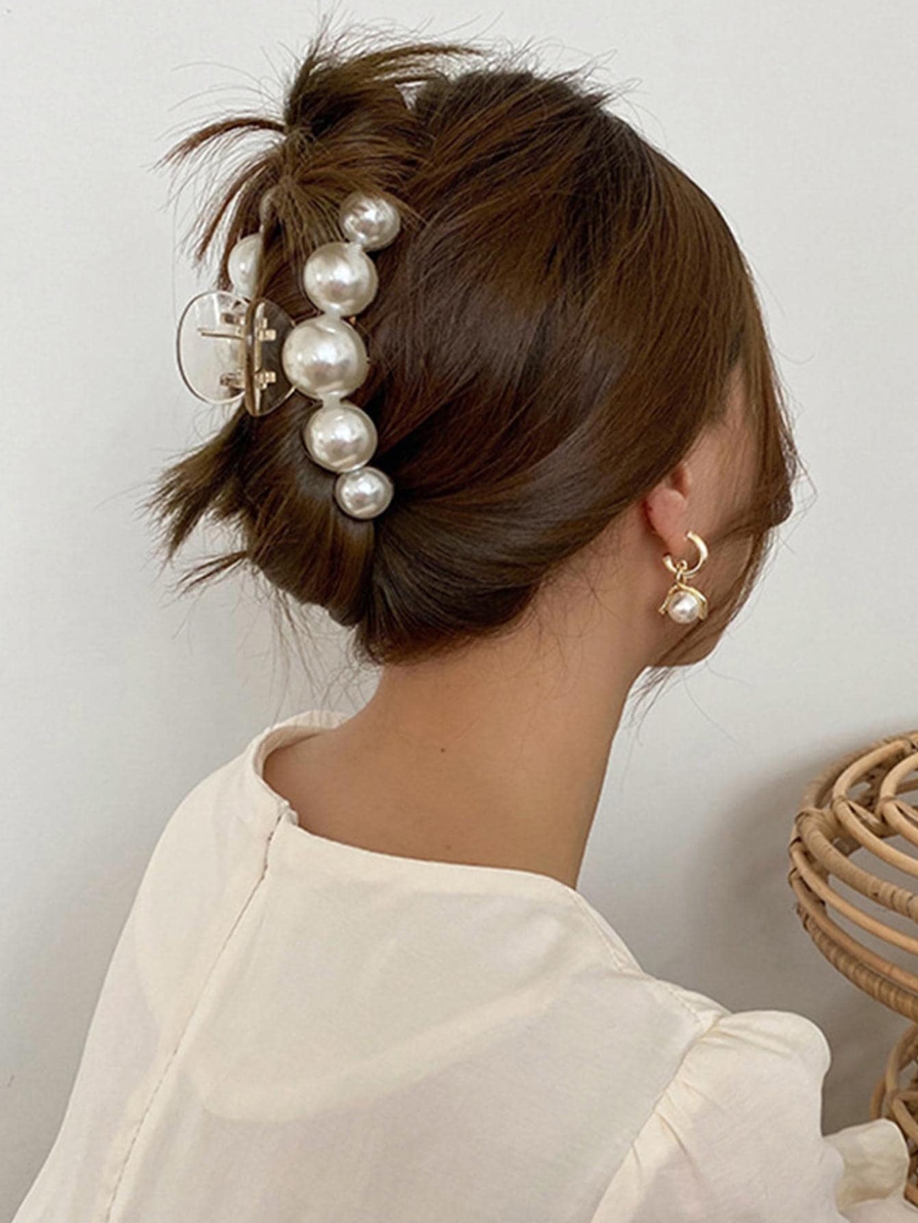 Faux Pearl Decor Hair Claw