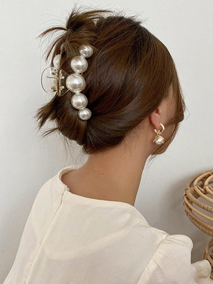 Faux Pearl Decor Hair Claw