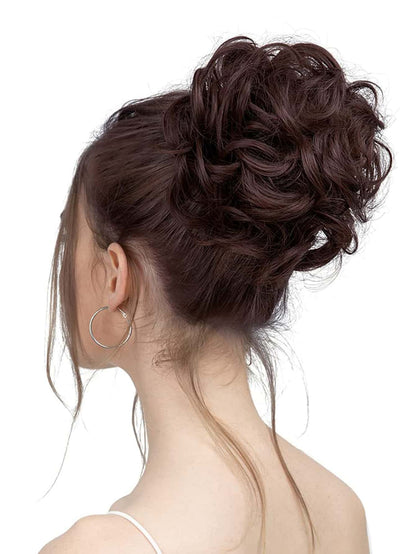 6 "Messy Bun Hair Curls Synthetic Wavy Bun Ponytail