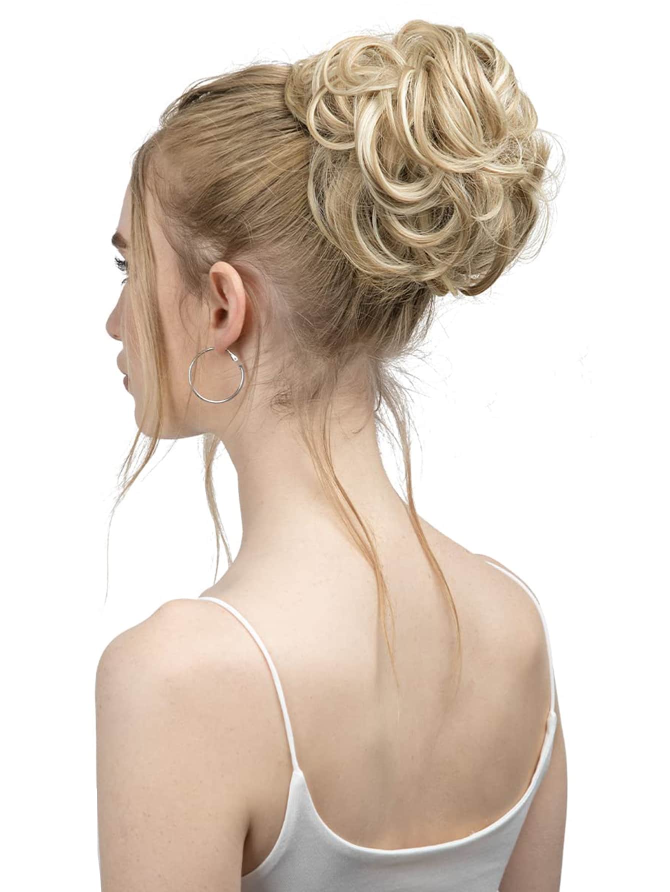 6 "Messy Bun Hair Curls Synthetic Wavy Bun Ponytail