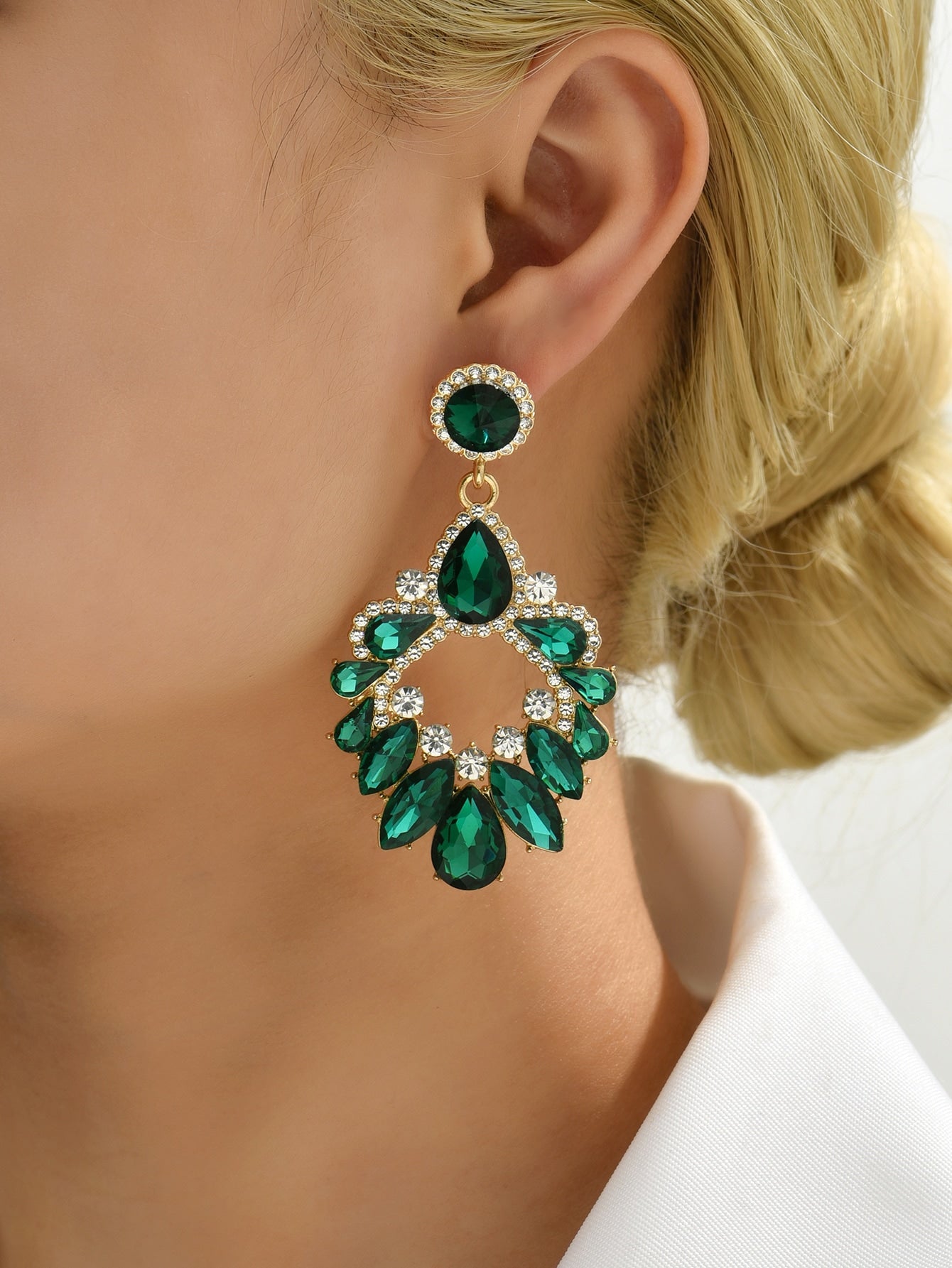 Rhinestone Decor Drop Earrings