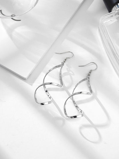 1pair Spiral & Bent Wave Curve Design Unique & Airy Earrings