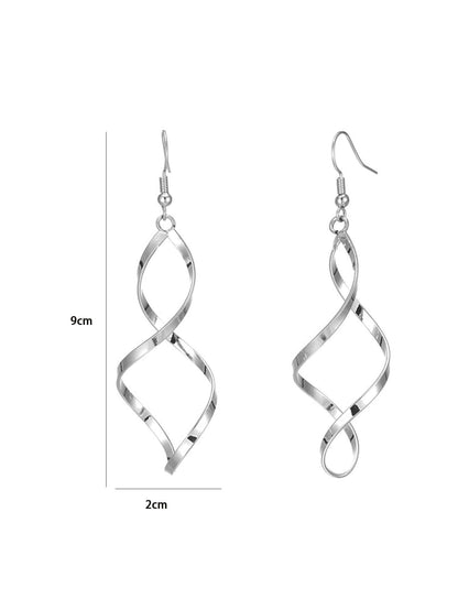 1pair Spiral & Bent Wave Curve Design Unique & Airy Earrings