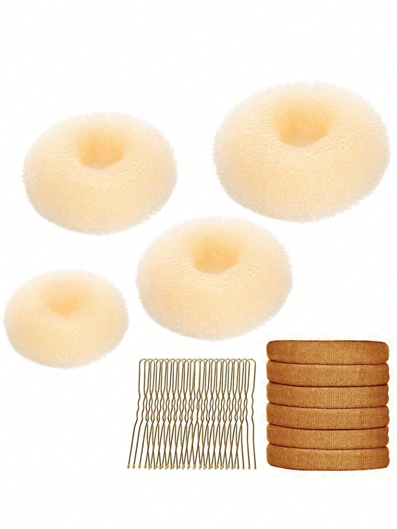 Hair Bun Maker Kit 4pcs Donut Bun Maker 1 Large 2 Medium And 1 Small 6pcs Elastic Hair Ties 20pcs Hair Bobby Pins Black