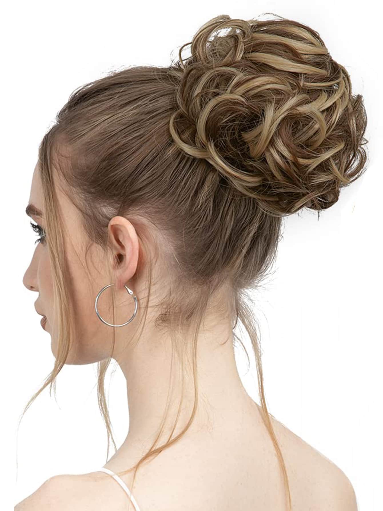 6 "Messy Bun Hair Curls Synthetic Wavy Bun Ponytail