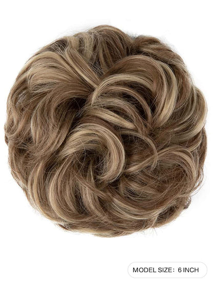 6 "Messy Bun Hair Curls Synthetic Wavy Bun Ponytail