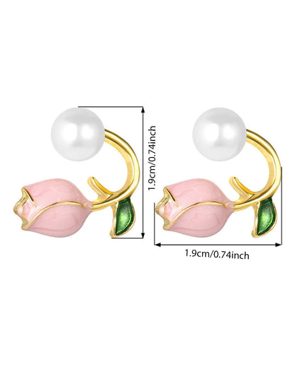 1pair Tulip Pearl Stud Earrings