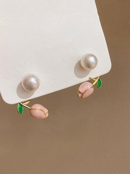 1pair Tulip Pearl Stud Earrings