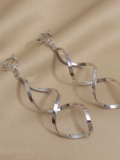 1pair Spiral & Bent Wave Curve Design Unique & Airy Earrings