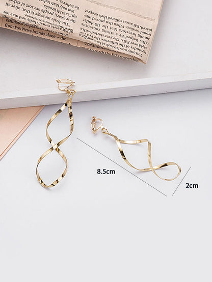 1pair Spiral & Bent Wave Curve Design Unique & Airy Earrings