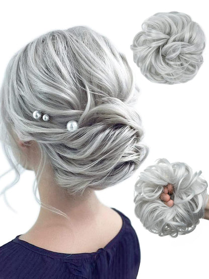 6 "Messy Bun Hair Curls Synthetic Wavy Bun Ponytail