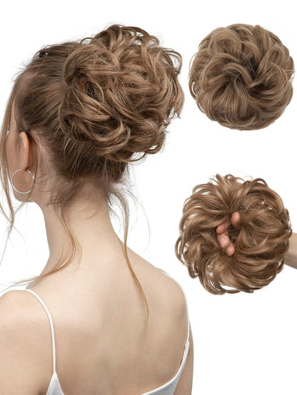 6 "Messy Bun Hair Curls Synthetic Wavy Bun Ponytail