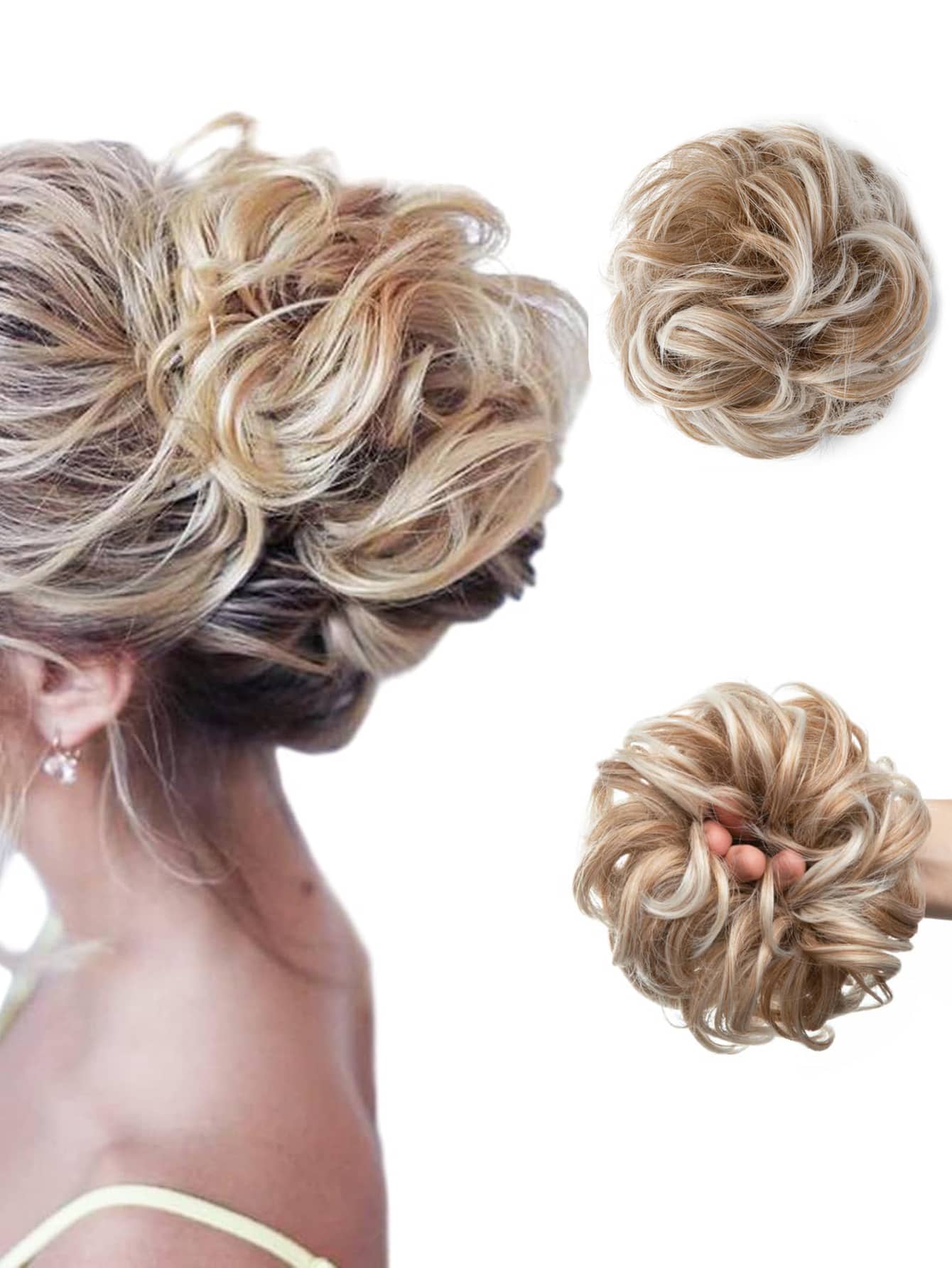 6 "Messy Bun Hair Curls Synthetic Wavy Bun Ponytail