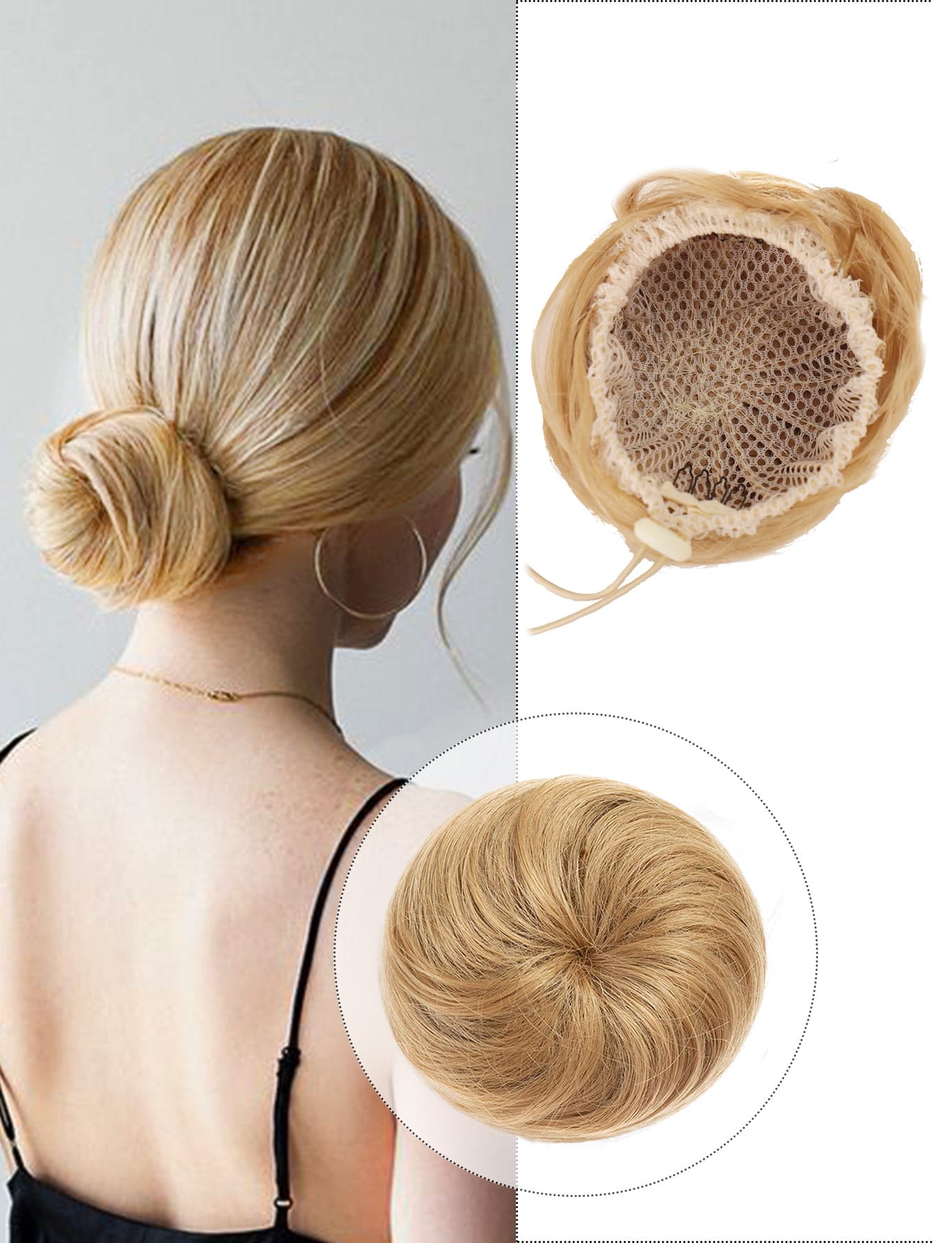 Short Straight Synthetic Hair Bun With Elastic Drawstring