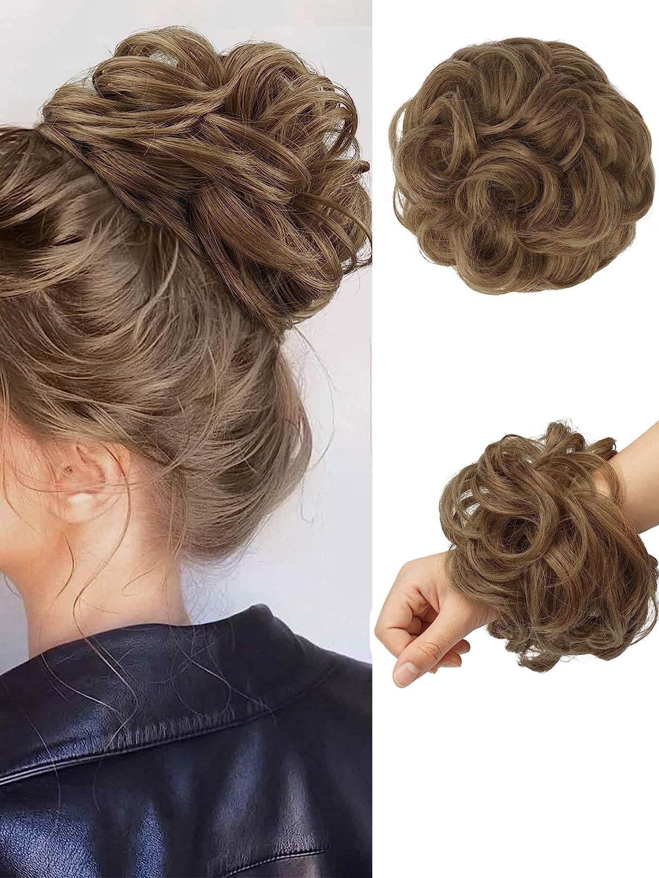 6 "Messy Bun Hair Curls Synthetic Wavy Bun Ponytail