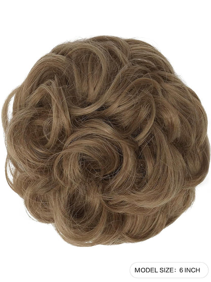 6 "Messy Bun Hair Curls Synthetic Wavy Bun Ponytail