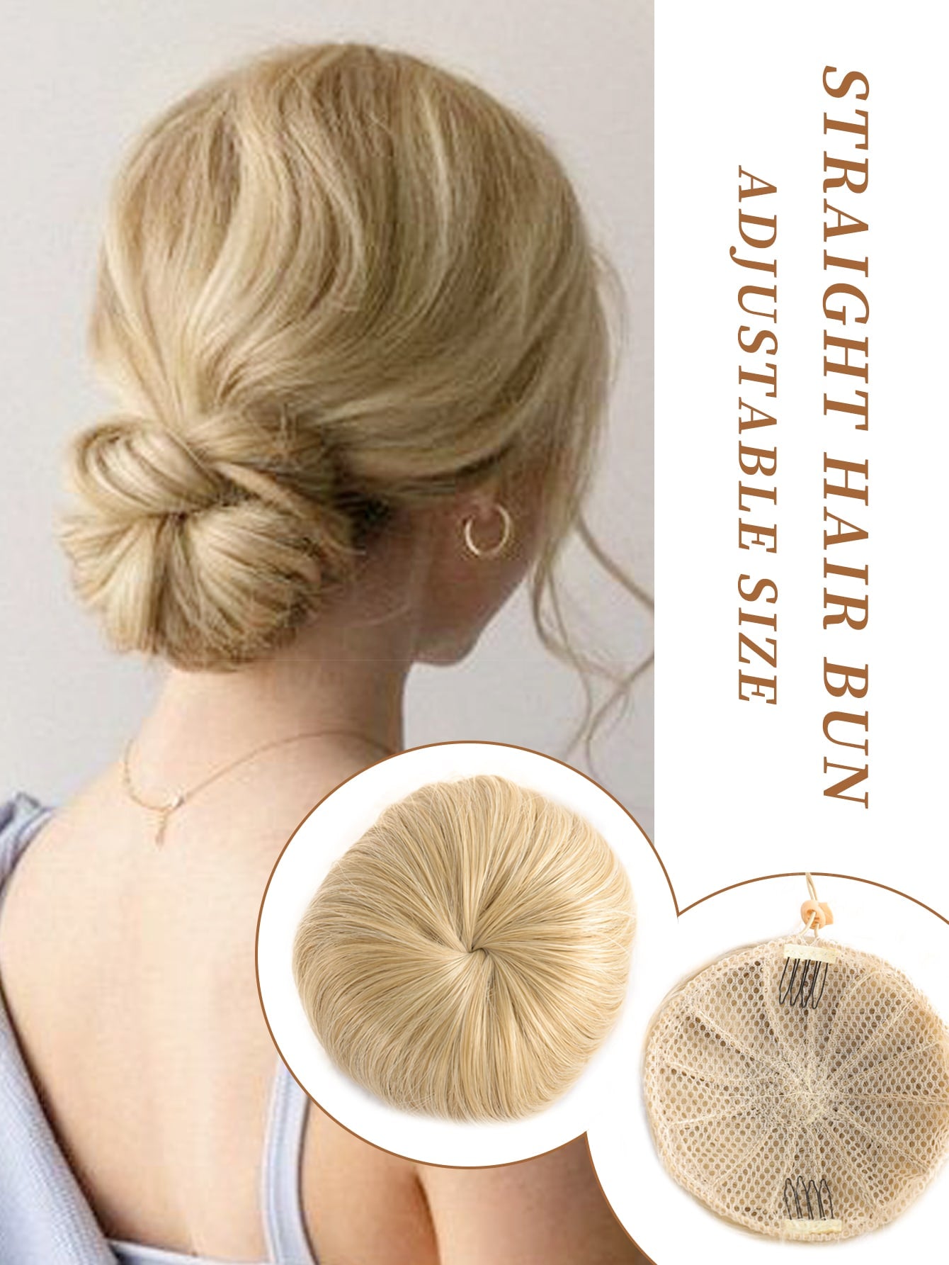 Short Straight Synthetic Hair Bun With Elastic Drawstring