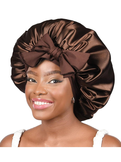 Adjustable Double Layer Silk Satin Hair Bonnet